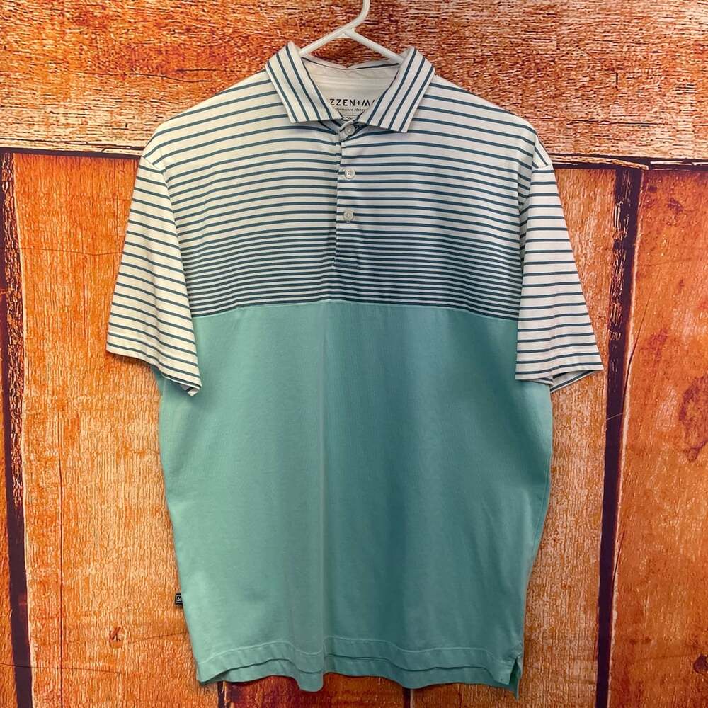 Mizzen+Main Performance Menswear Color Block Striped Polo Shirt Sz M